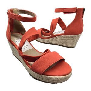 Eileen Fisher sandals Womens Wisp Espadrille Wedge heel  coral ankle US 8 M  new